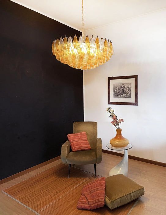 Murano Faceted Transparent Amber Glass Chandelier-DWHOME