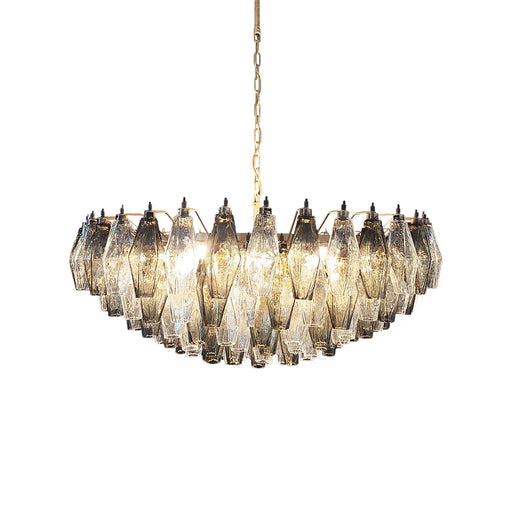 Murano Faceted Transparent Smoked Glass Chandelier-DWHOME