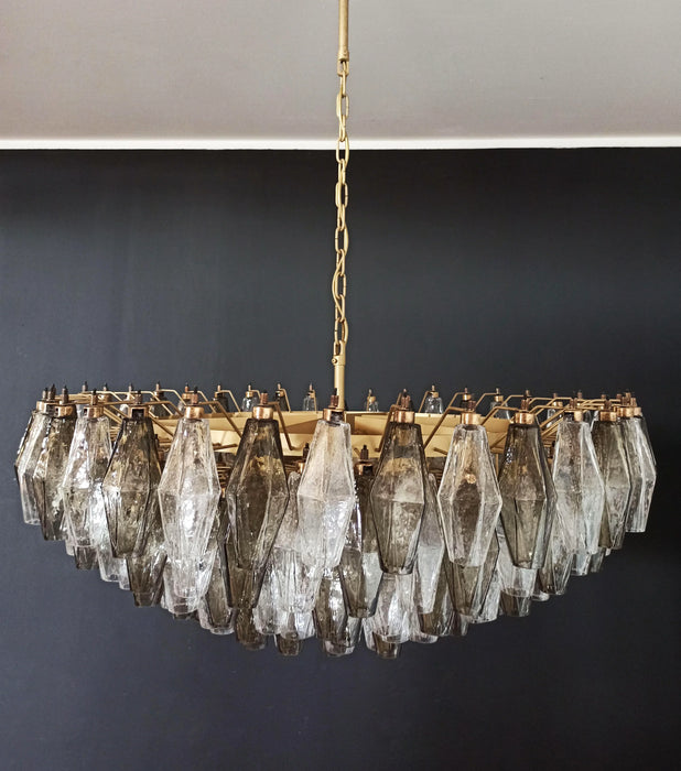 Murano Faceted Transparent Smoked Glass Chandelier-DWHOME