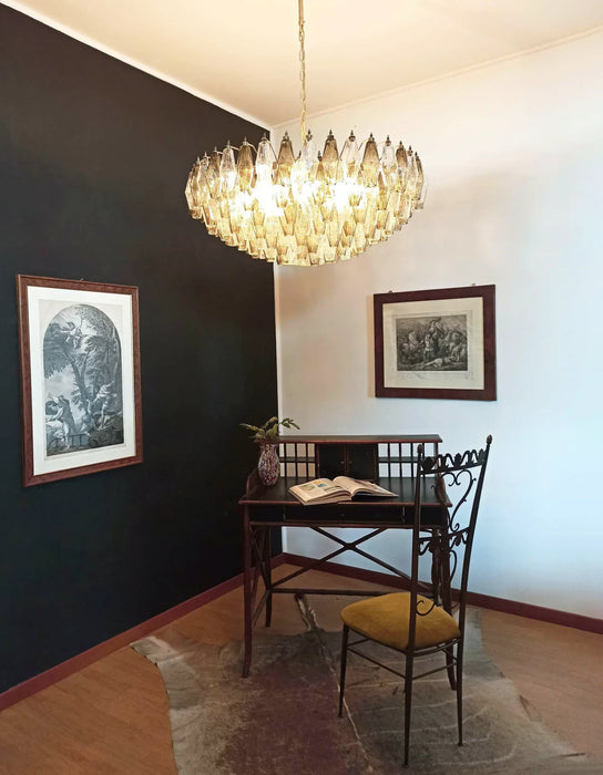 Murano Faceted Transparent Smoked Glass Chandelier-DWHOME