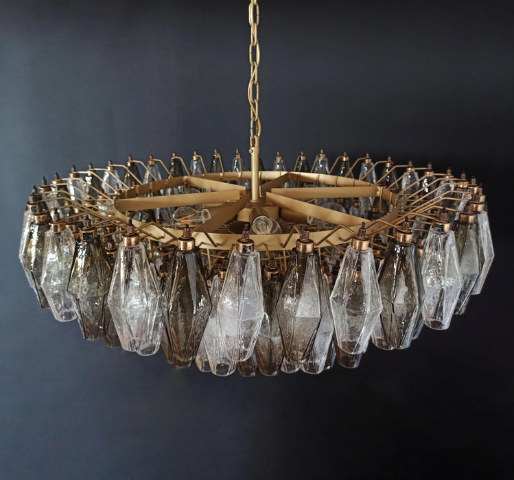Murano Faceted Transparent Smoked Glass Chandelier-DWHOME