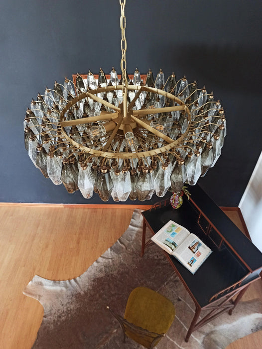 Murano Faceted Transparent Smoked Glass Chandelier-DWHOME