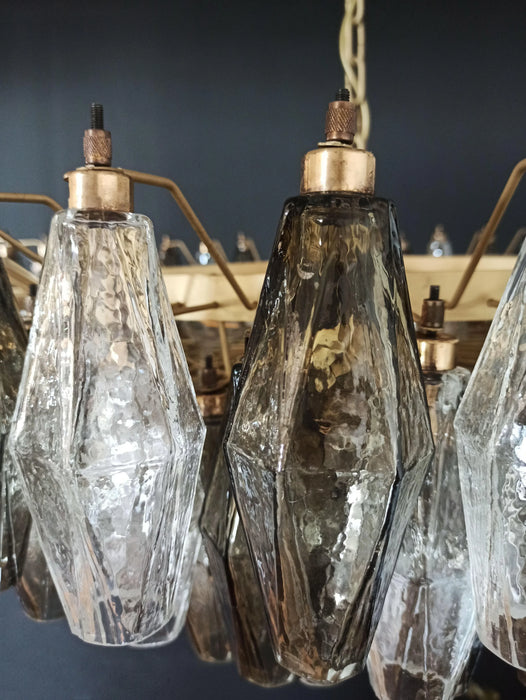 Murano Faceted Transparent Smoked Glass Chandelier-DWHOME