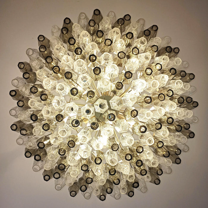 Murano Faceted Transparent Smoked Glass Chandelier-DWHOME