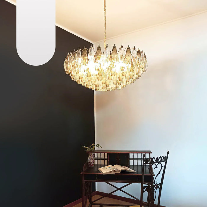 Murano Faceted Transparent Smoked Glass Chandelier-DWHOME