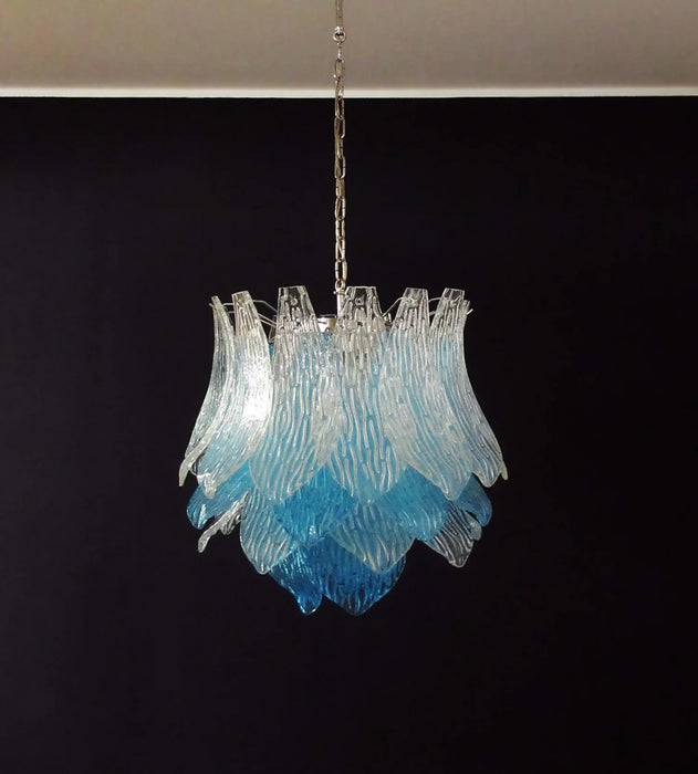 Vintage Murano Transparent Blue Glass Chandelier-DWHOME