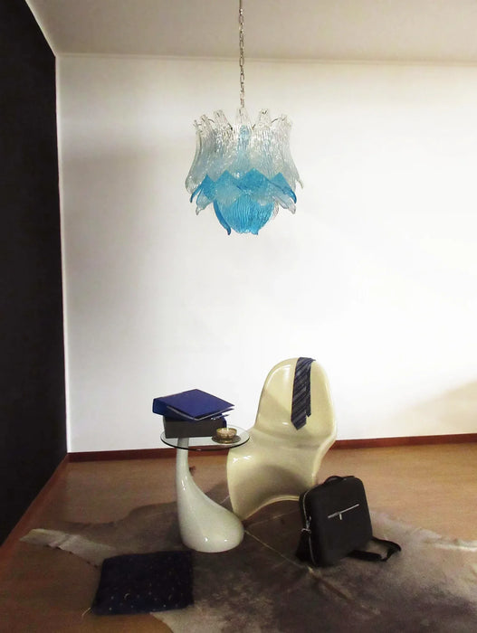 Vintage Murano Transparent Blue Glass Chandelier-DWHOME