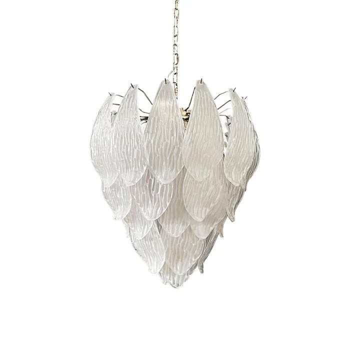 Murano Frosted Carved Glass Leaves Chandelier-DWHOME