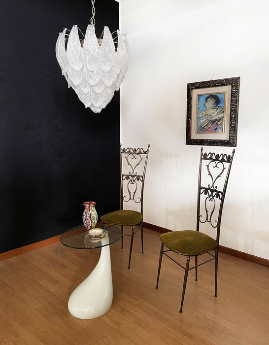 Murano Frosted Carved Glass Leaves Chandelier-DWHOME