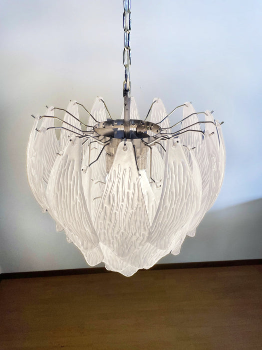 Murano Frosted Carved Glass Leaves Chandelier-DWHOME