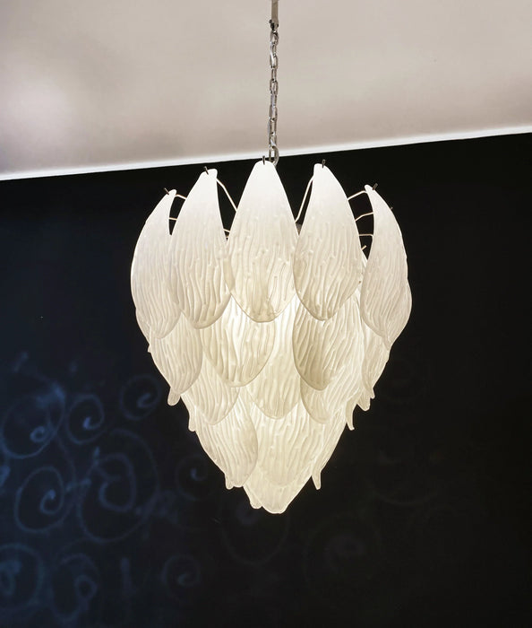 Murano Frosted Carved Glass Leaves Chandelier-DWHOME