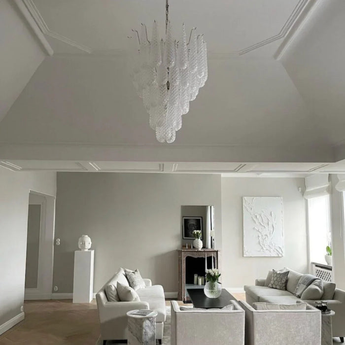 Vintage Transparent Murano Glass Petals Drop Chandelier-DWHOME