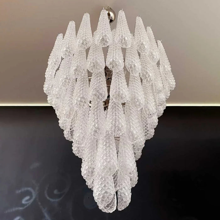 Vintage Transparent Murano Glass Petals Drop Chandelier-DWHOME