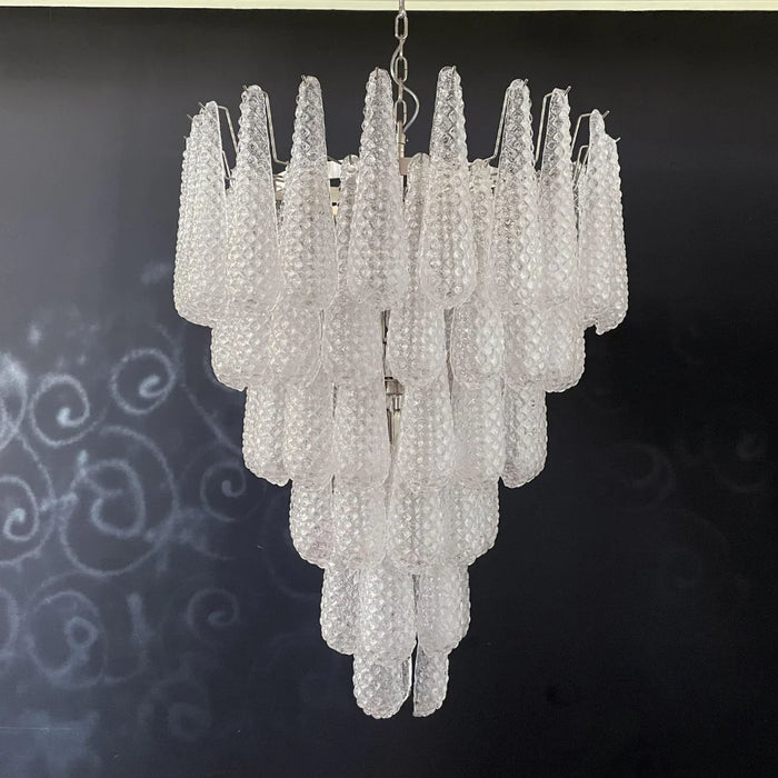 Vintage Transparent Murano Glass Petals Drop Chandelier-DWHOME