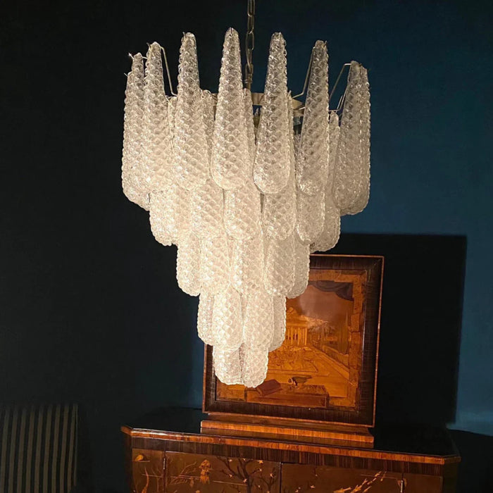 Vintage Transparent Murano Glass Petals Drop Chandelier-DWHOME