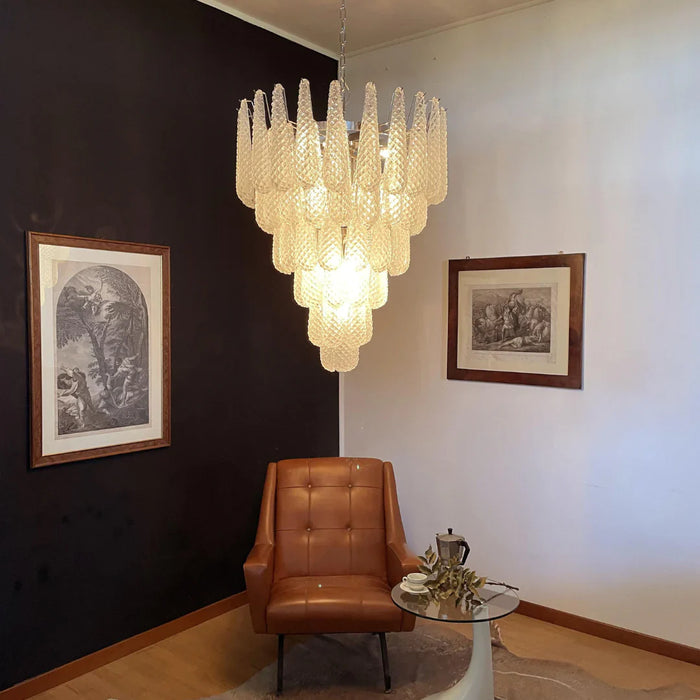 Vintage Transparent Murano Glass Petals Drop Chandelier-DWHOME