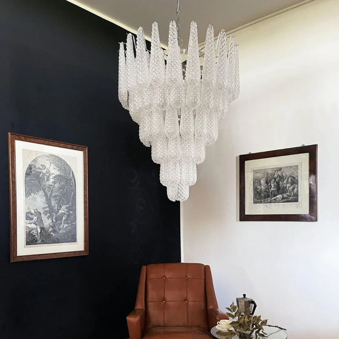 Vintage Transparent Murano Glass Petals Drop Chandelier-DWHOME