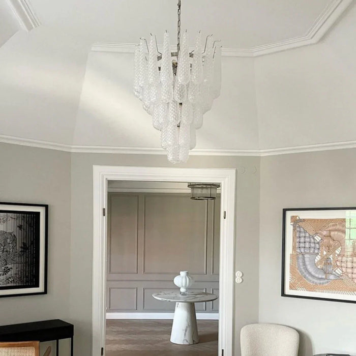 Vintage Transparent Murano Glass Petals Drop Chandelier-DWHOME