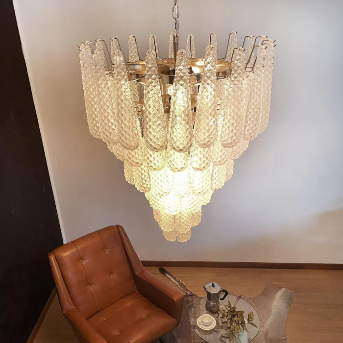 Vintage Transparent Murano Glass Petals Drop Chandelier-DWHOME