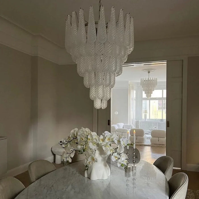 Vintage Transparent Murano Glass Petals Drop Chandelier-DWHOME