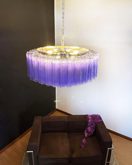 Murano Large Amethyst Glass Tube Chandelier-DWHOME
