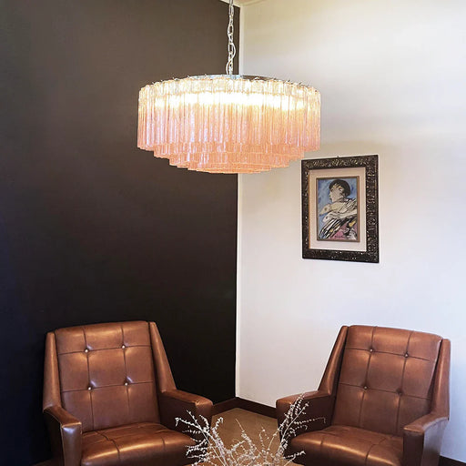 Murano Large Pink Glass Tube Chandelier-DWHOME