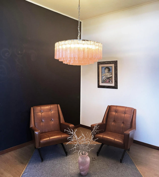 Murano Large Pink Glass Tube Chandelier-DWHOME