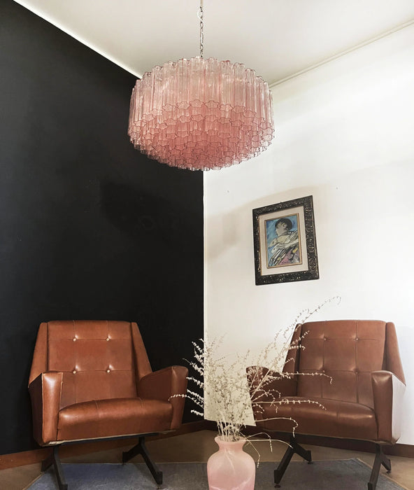 Murano Large Pink Glass Tube Chandelier-DWHOME