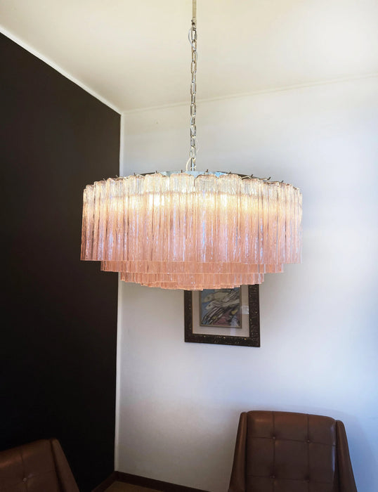 Murano Large Pink Glass Tube Chandelier-DWHOME