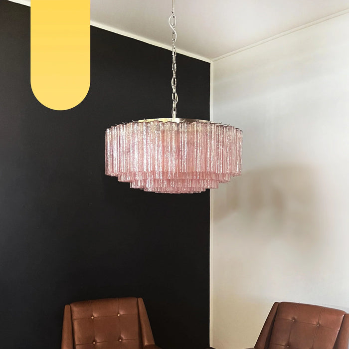 Murano Large Pink Glass Tube Chandelier-DWHOME