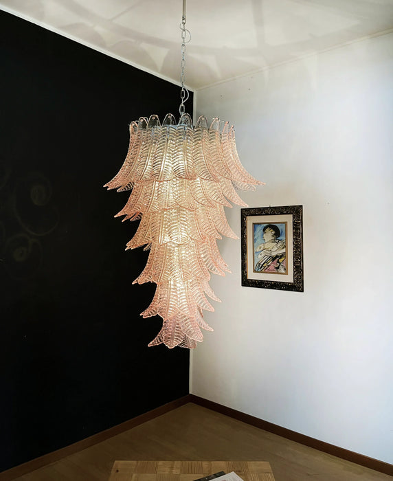 Murano Pink Felch Spiral Chandelier-DWHOME