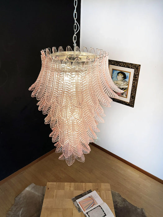 Murano Pink Felch Spiral Chandelier-DWHOME