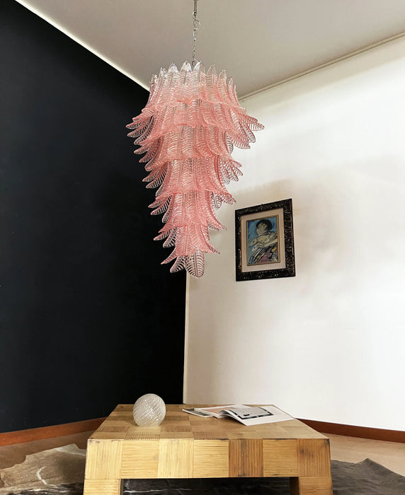 Murano Pink Felch Spiral Chandelier-DWHOME