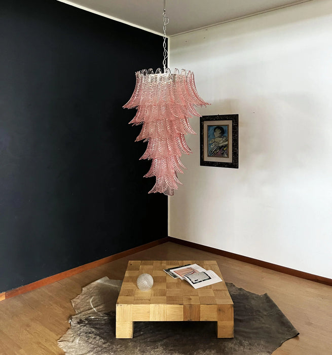 Murano Pink Felch Spiral Chandelier-DWHOME