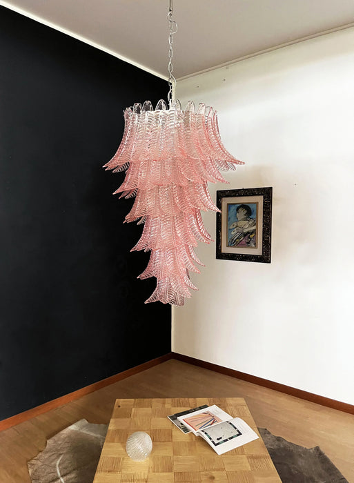 Murano Pink Felch Spiral Chandelier-DWHOME