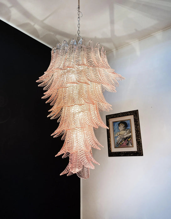Murano Pink Felch Spiral Chandelier-DWHOME