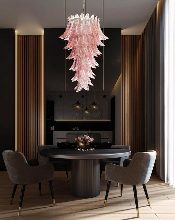 Murano Pink Felch Spiral Chandelier-DWHOME
