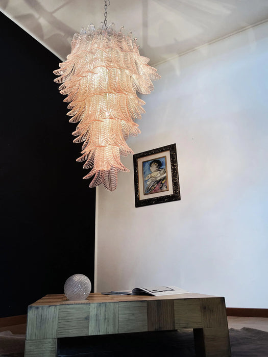 Murano Pink Felch Spiral Chandelier-DWHOME