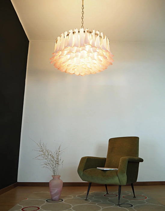 Murano Pink Glass Petal Chandelier-DWHOME