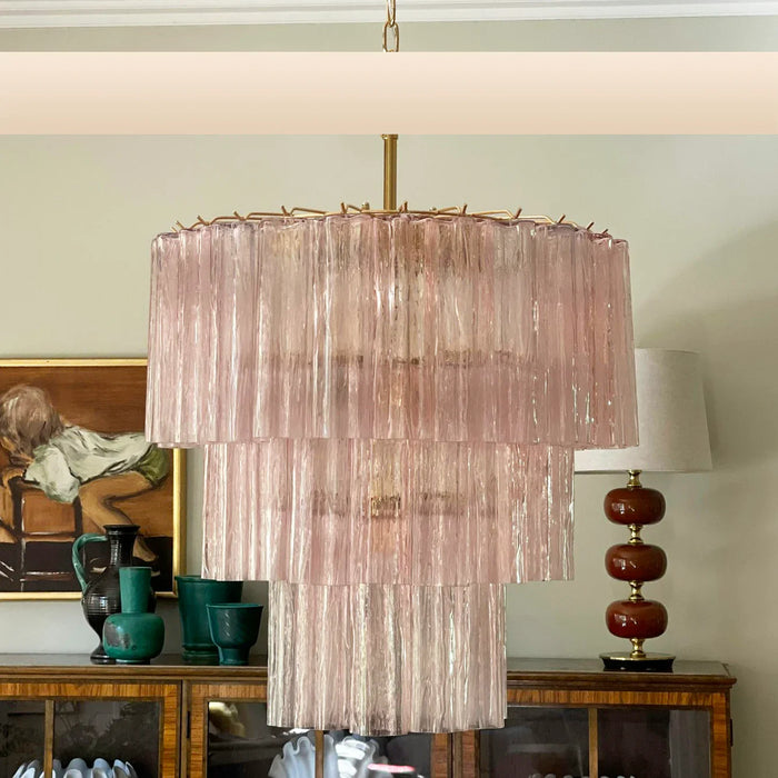 Murano Pink Glass Tube Chandelier-DWHOME