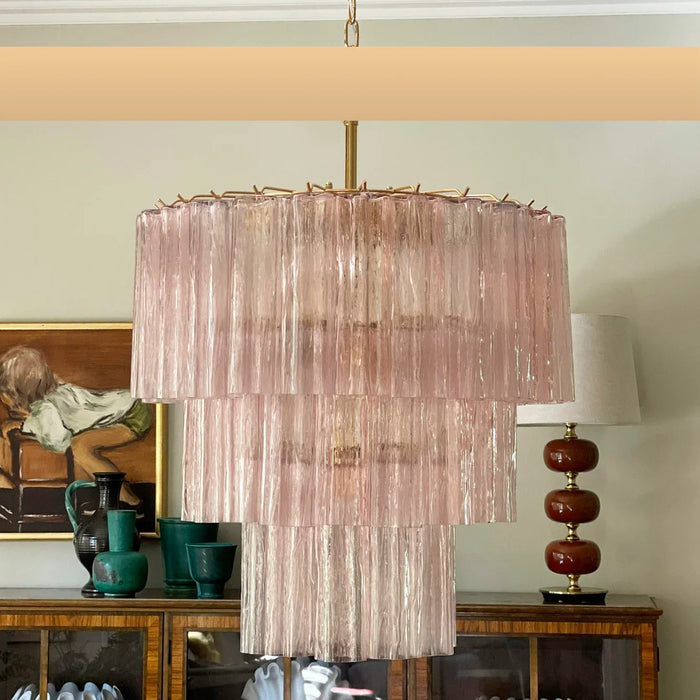 Murano Pink Glass Tube Chandelier-DWHOME