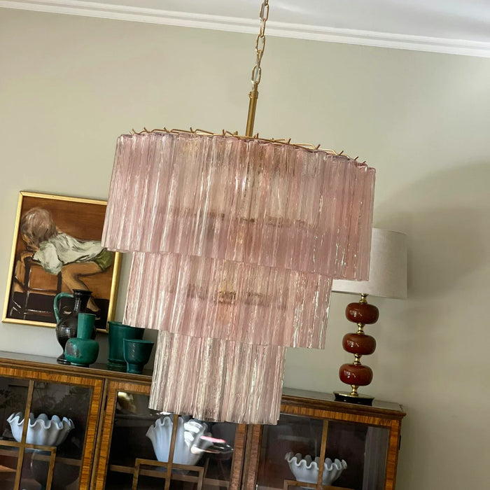 Murano Pink Glass Tube Chandelier-DWHOME