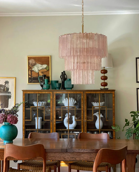 Murano Pink Glass Tube Chandelier-DWHOME