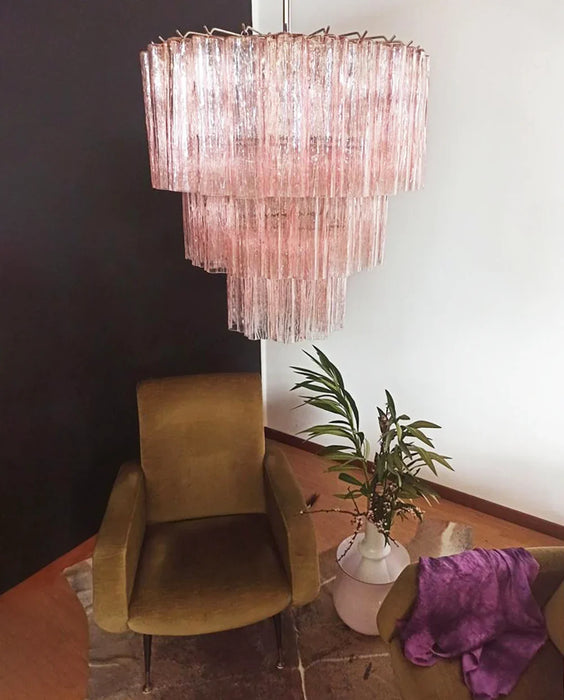 Murano Pink Glass Tube Chandelier-DWHOME