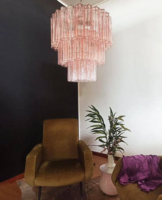 Murano Pink Glass Tube Chandelier-DWHOME