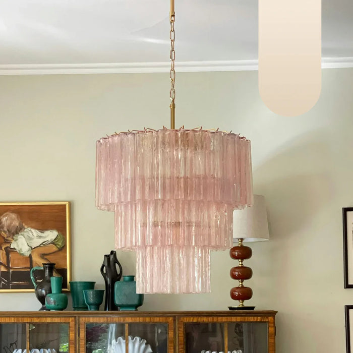 Murano Pink Glass Tube Chandelier-DWHOME