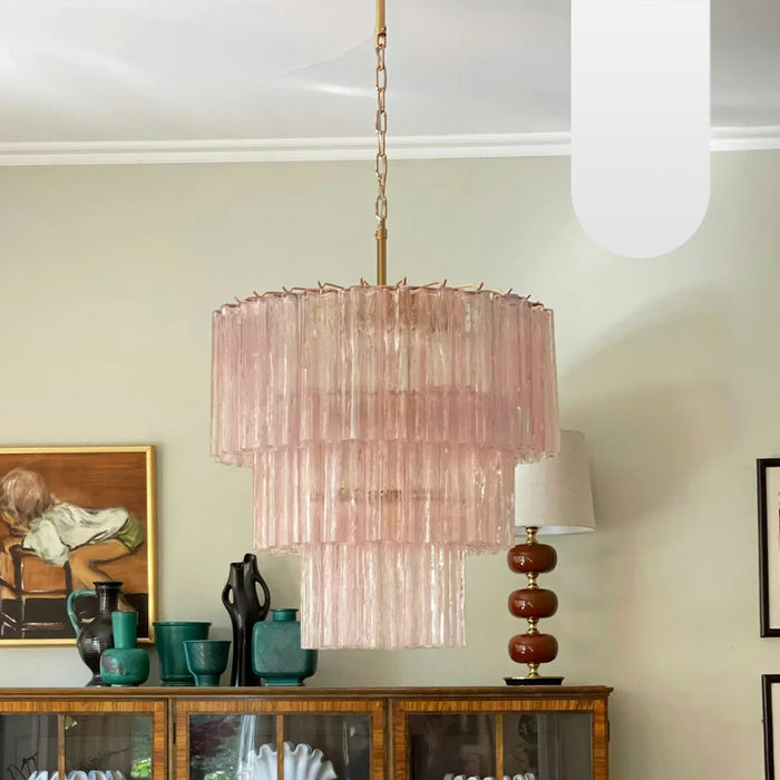 Murano Pink Glass Tube Chandelier-DWHOME
