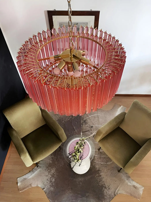 Murano Quadriedri Prisms Pink Chandelier-DWHOME