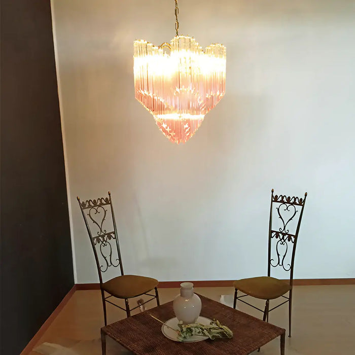 Murano Shaded Pink Prism Chandelier-DWHOME