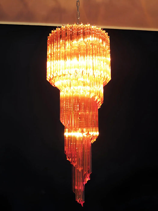 Murano Spiral Amber Prism Glass Chandelier-DWHOME